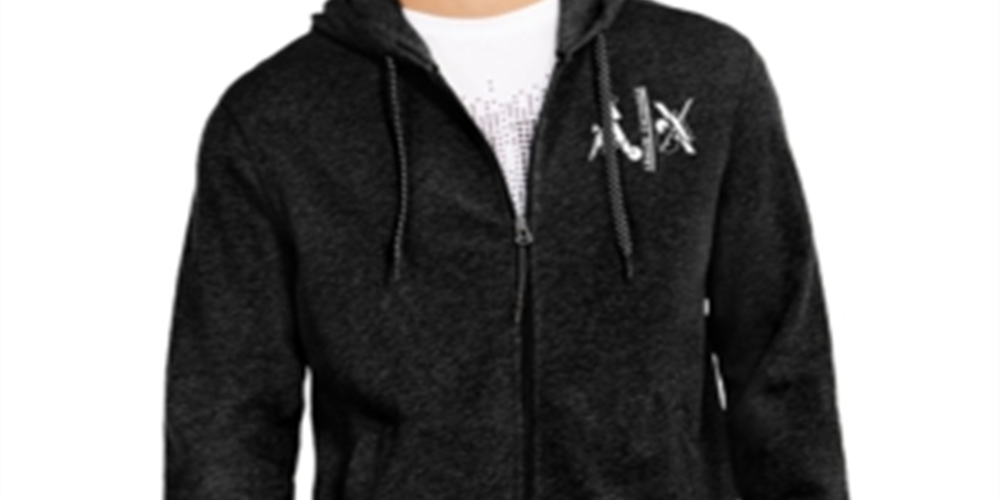 AX Armani Exchange Men's Logo Zip Hoodie Black Size Medium