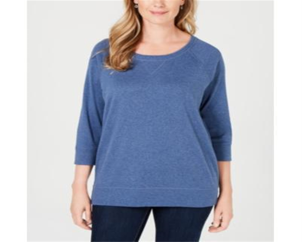 Karen Scott Women's Sport Scoop Neck Top Blue Size Small