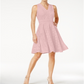 Charter Club Women's Lace Fit & Flare Dress Pink Size X-Large
