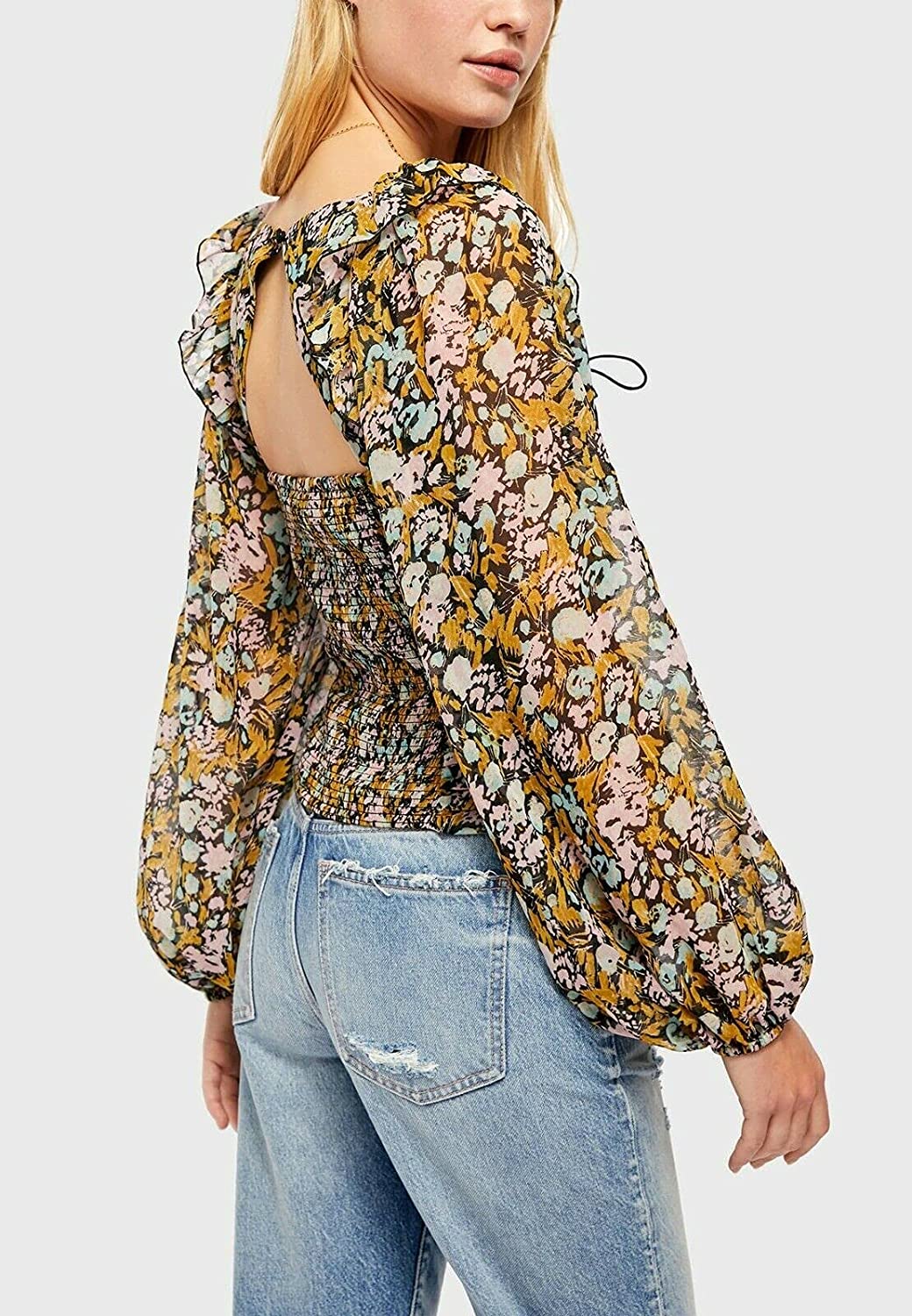 Free People Women's Mabel Lace up Blouse Black Size Small