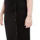 Kasper Women's Plus Button Detail Ponte Knit Skirt Black Size 16