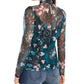 INC International Concepts Women's Floral Print Mock Neck Top Blue Size X-Small