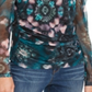 INC International Concepts Women's Floral Print Mock Neck Top Blue Size X-Small