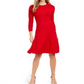 Jessica Howard Women's Ribbed Button Cuff Sweater Dress Red Size -XL