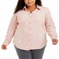 Charter Club Women's Ballet Ribbon Cotton Corduroy Shirt Pink Size 2X