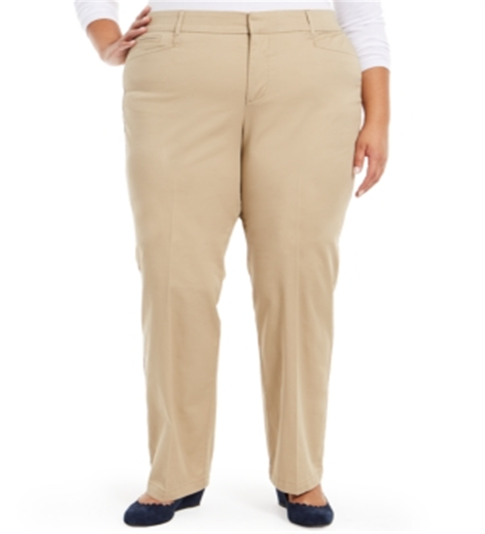 Charter Club Women's Plus Denim Mid Rise Trouser Pants Brown Size 18W