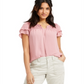Style & Co Women's Smocked Flutter Sleeve Top Pink Size Large