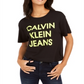 Calvin Klein Women's Jeans Cropped Logo T-Shirt Black Size XL