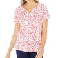 Karen Scott Women's  Printed Henley Top Orange Size XS