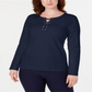 Karen Scott Women's Sport Lace-up Sweatshirt Blue Size X-Large