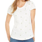 Style & Co Women's Printed Scoop Neck T-Shirt White Size Large