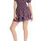 Parker Women's Floral Short Sleeve Square Neck Mini Fit Flare Dress Blue Size Large