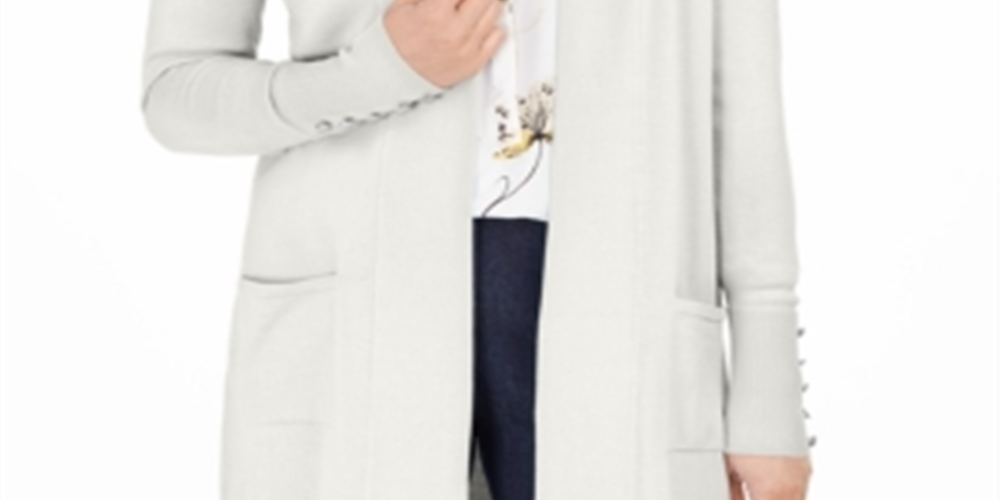 JM Collection Women's Open Front Cardigan WhiteSize X-Small