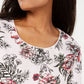 Karen Scott Women's Scoop Neck Printed Top White Size Large