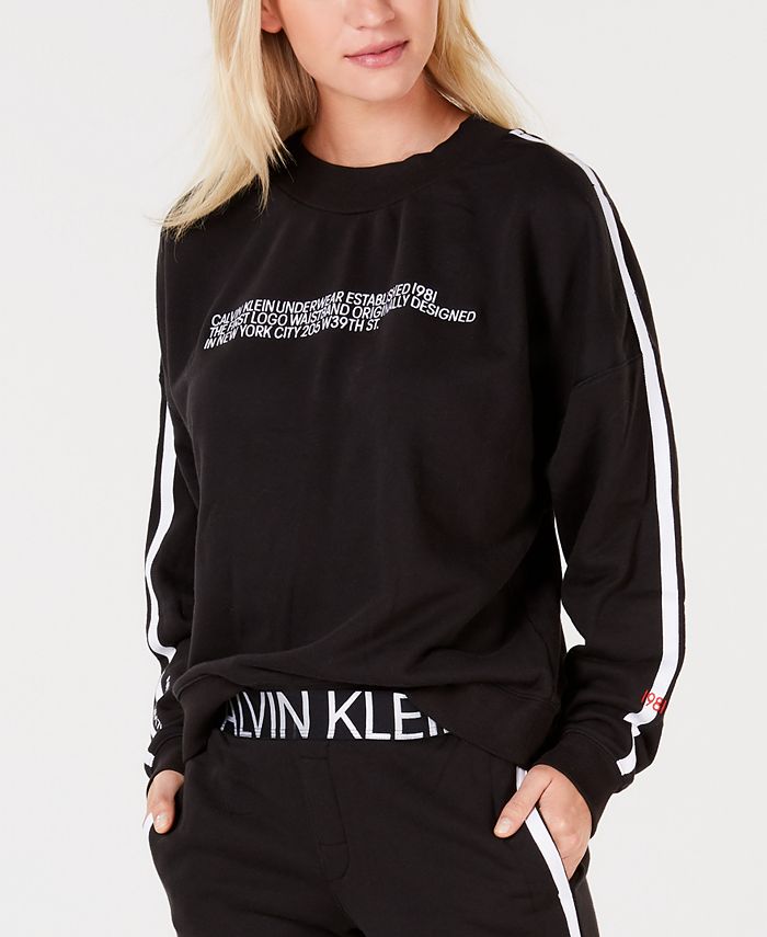 Calvin Klein Women's Statement Long Sleeve Logo Sweatshirt Gray Size XL