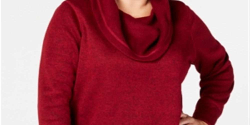 Ideology Women's Fleece Cowl Neck Pullover Top Wine Size XXXL