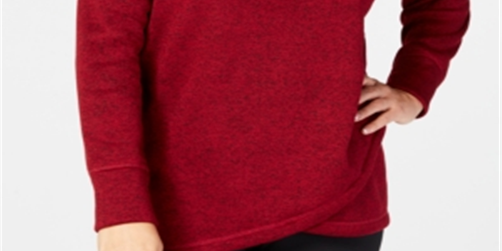 Ideology Women's Fleece Cowl Neck Pullover Top Wine Size XXXL