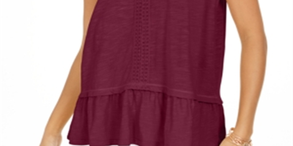 Style & Co Women's Ruffle Hem Tank Purple Size X-Large