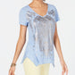 Style & Co Women's Metallic Print High Low Top Blue Size X-Large