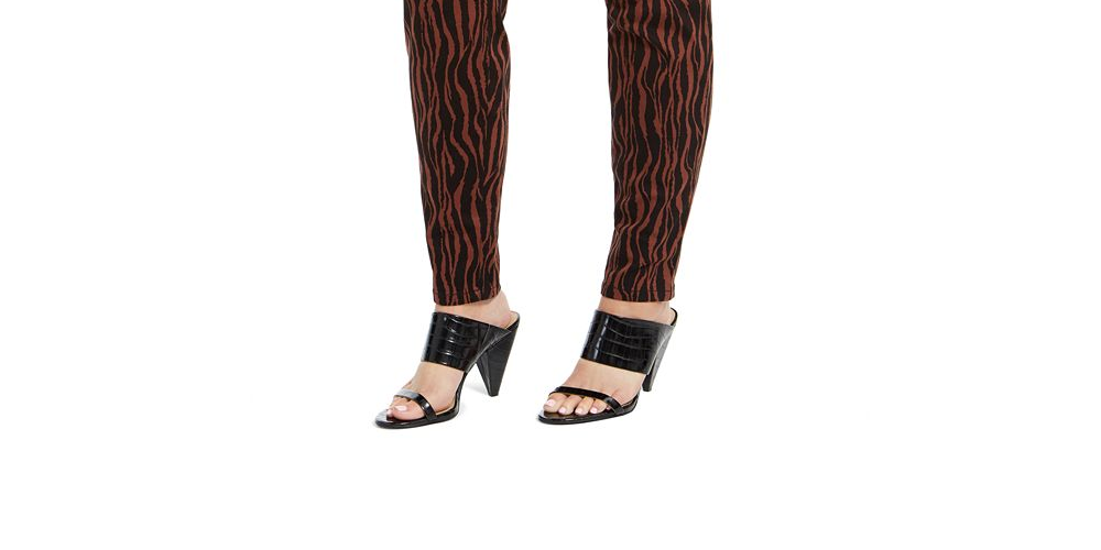 INC International Concepts Women's Tiger Print Mid Rise Skinny Jeans Brown Size 20W