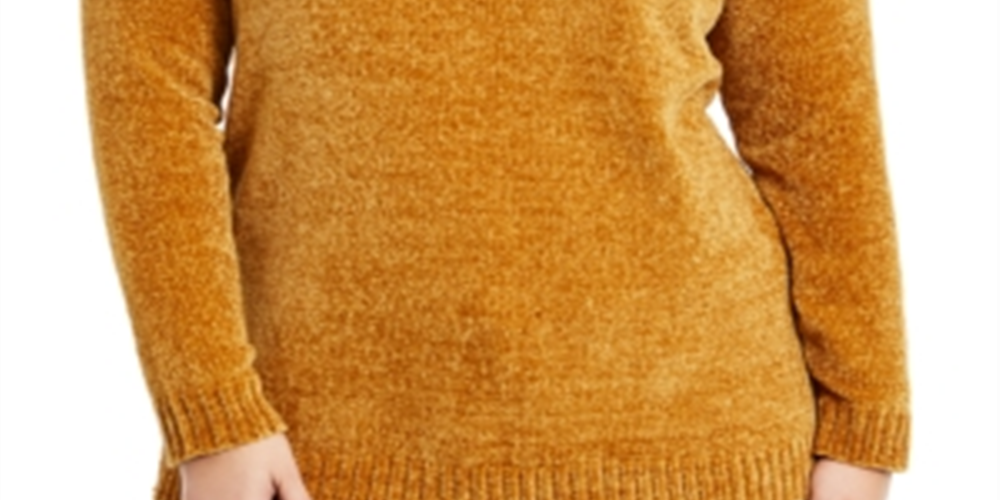Karen Scott Women's Plus V Neck Chenille Sweater Brown Size2X
