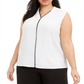 Calvin Klein Women's Plus Contrast Trim Blouse White Size 2X