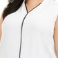 Calvin Klein Women's Plus Contrast Trim Blouse White Size 2X
