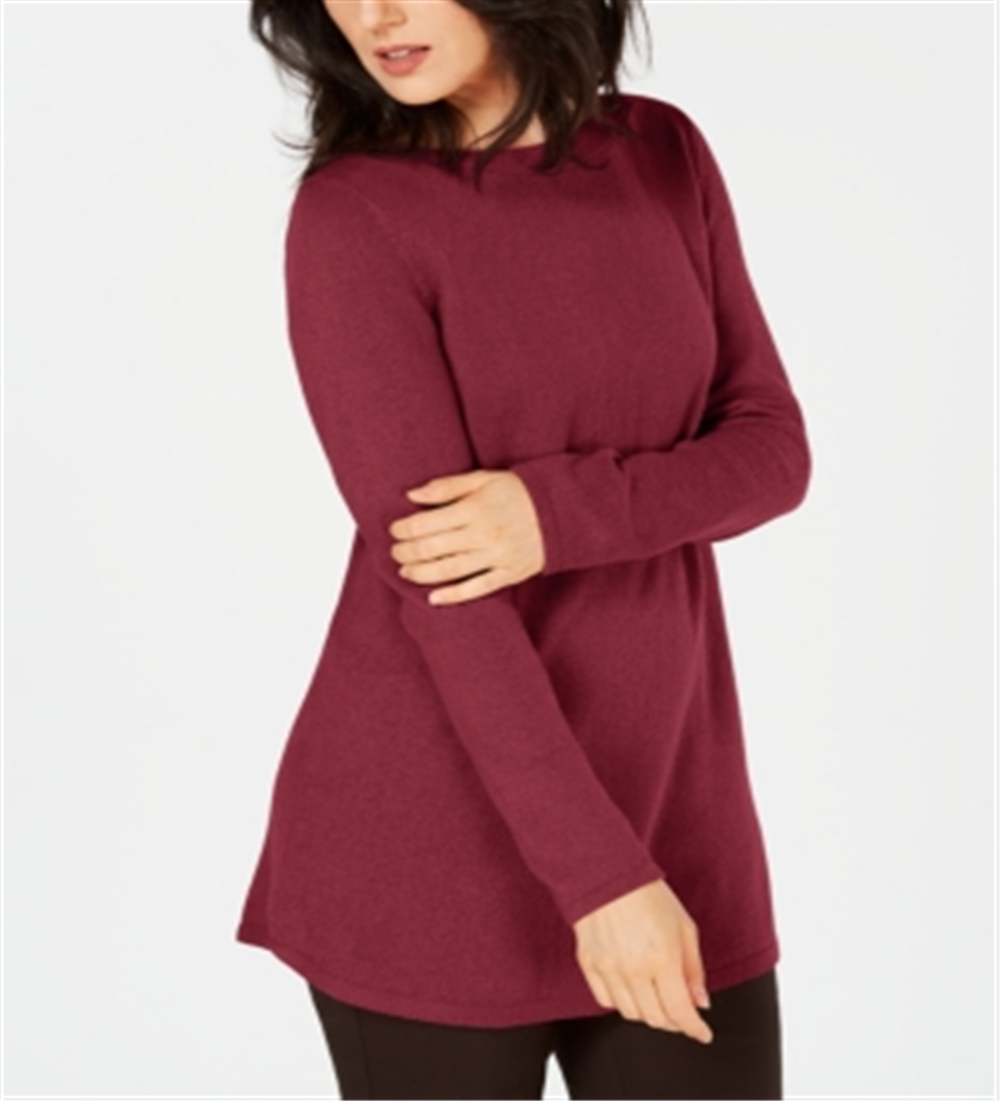 Karen Scott Women's Solid Curved Hem Tunic Red Size X-Small
