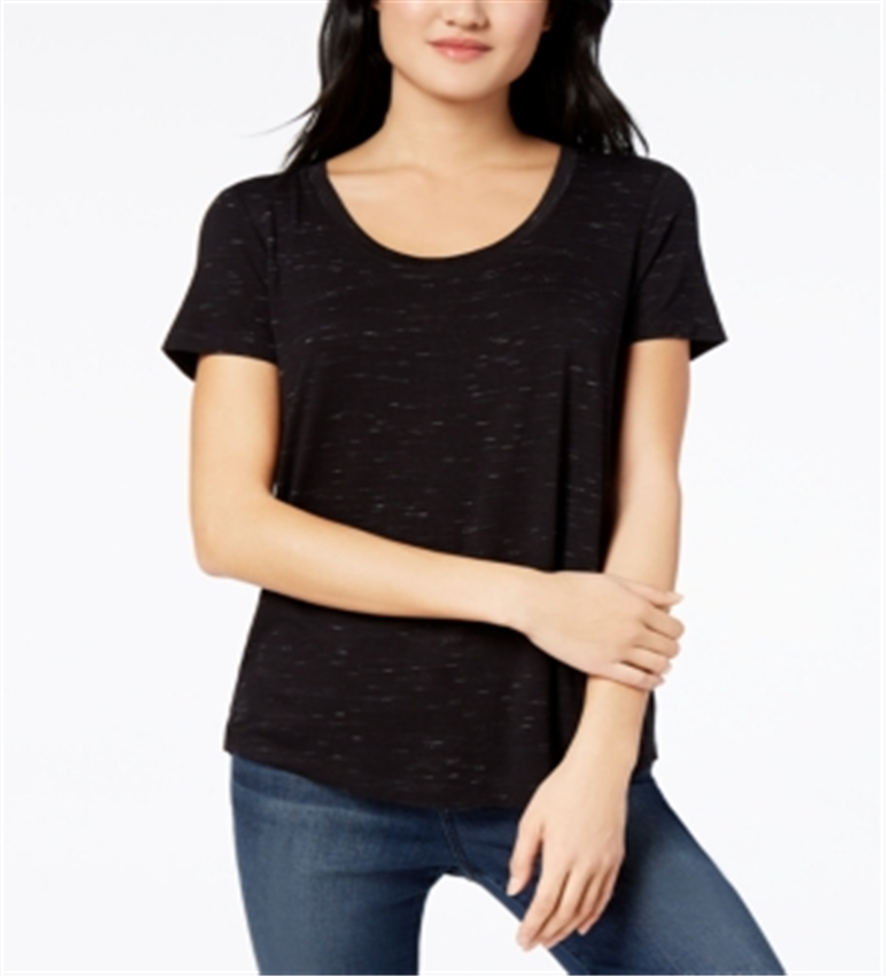 Maison Jules Women's Scoop Neck T-Shirt Black Size XX-Large