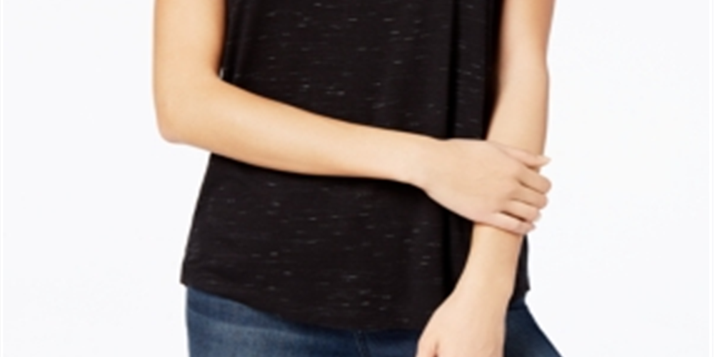 Maison Jules Women's Scoop Neck T-Shirt Black Size XX-Large