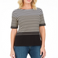 Karen Scott Women's Striped Boat Neck Top Brown Size Petite S