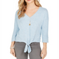 Style & Co Women's Tie Front Top -Blue Size XX-Large