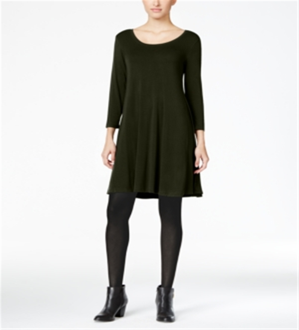 Style & Co Women's Swing Dress Green Size Small