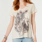Style & Co Women's Graphic Step Hem Top Beige Size XXL