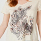 Style & Co Women's Graphic Step Hem Top Beige Size XXL