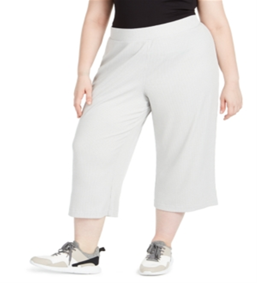 Ideology Women's Plus Ribbed Culottes Gray Size 2X