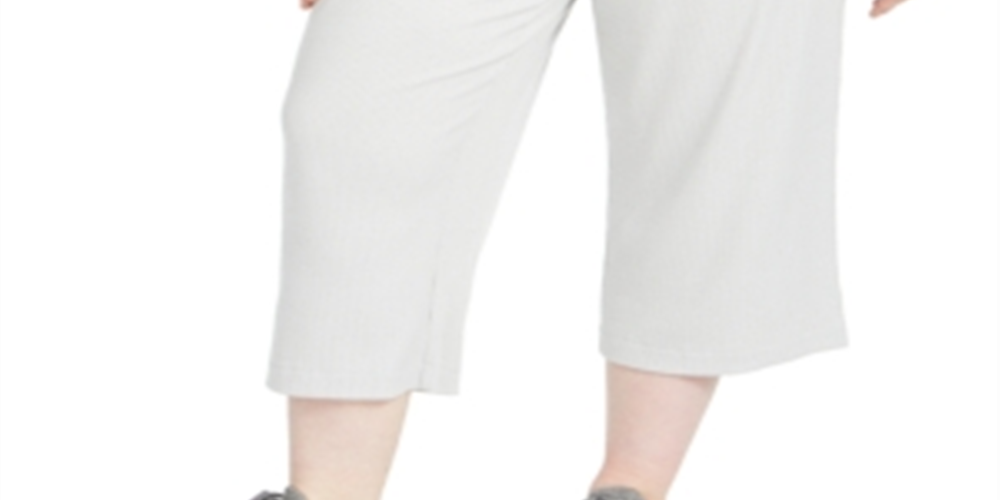 Ideology Women's Plus Ribbed Culottes Gray Size 2X