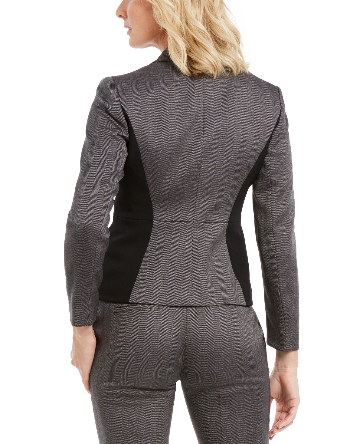 Kasper Women's Striped Office Jacket Gray Size 2 Petite
