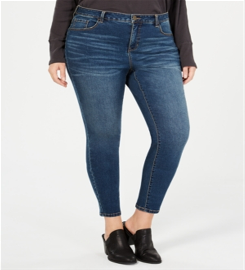 Style & Co Women's Plus Mid Rise Curvy Fit Skinny Jeans Blue Size 24W