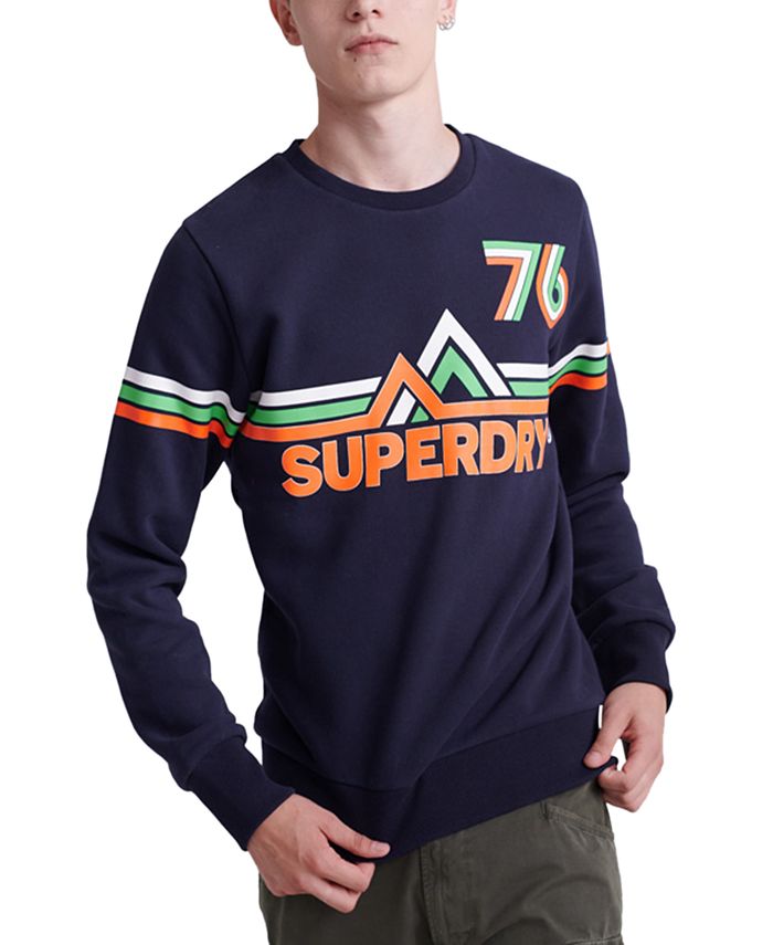 Superdry पुरुषों का डाउनहिल रेसर ग्राफिक स्वेटशर्ट नीला, साइज़ मीडियम