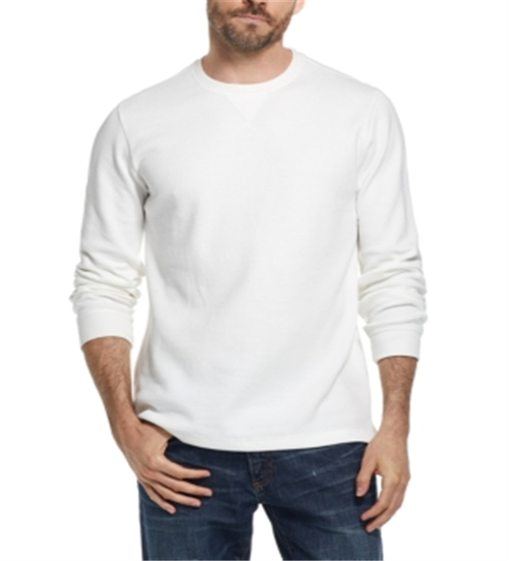 Weatherproof Vintage Men's Waffle Knit Long Sleeve T-Shirt White Size Small