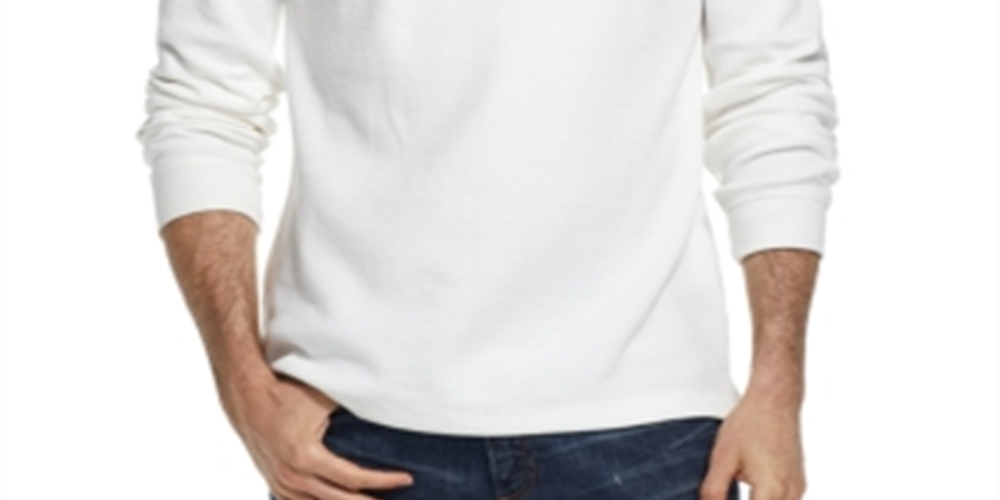 Weatherproof Vintage Men's Waffle Knit Long Sleeve T-Shirt White Size Small