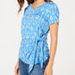 Style & Co Women's Printed Tie Front Top Blue Size Petite XL