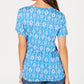 Style & Co Women's Printed Tie Front Top Blue Size Petite XL