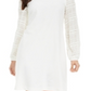 Alfani Women's Textured Sleeve Shift Dress White Size XX-Large