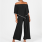 MSK Women's Off Shoulder Rhinestone Trim Jumpsuit Black Size Medium