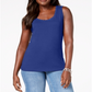 Karen Scott Women's Cotton Studded Tank Blue Size Petite Medium