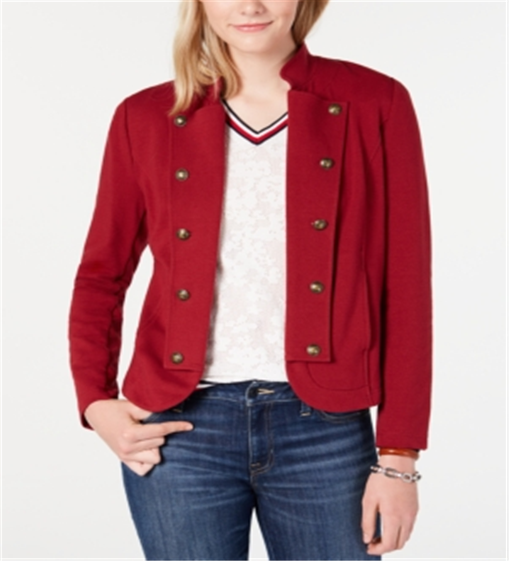 Tommy Hilfiger Women's Military Band Jacket Red Size X-Small