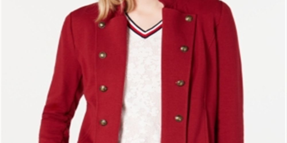 Tommy Hilfiger Women's Military Band Jacket Red Size X-Small
