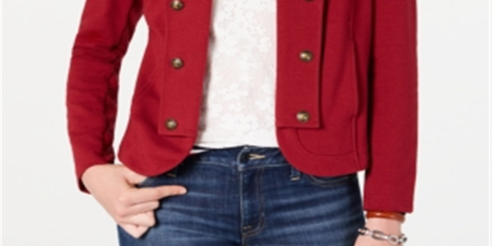 Tommy Hilfiger Women's Military Band Jacket Red Size X-Small